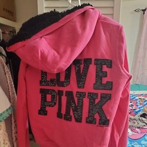 Pink bling zip hoodie